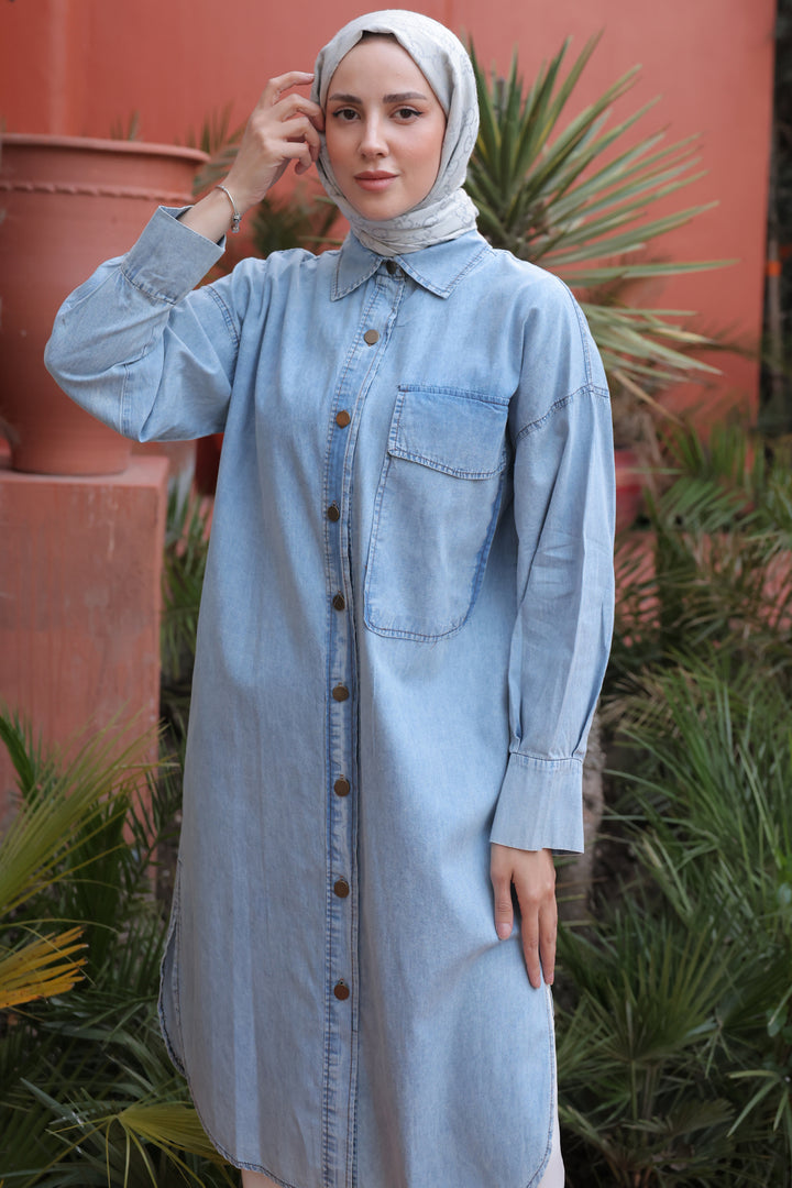 BNG Women Women's Buttoned Denim Tunic 61613 Blue - Clermont