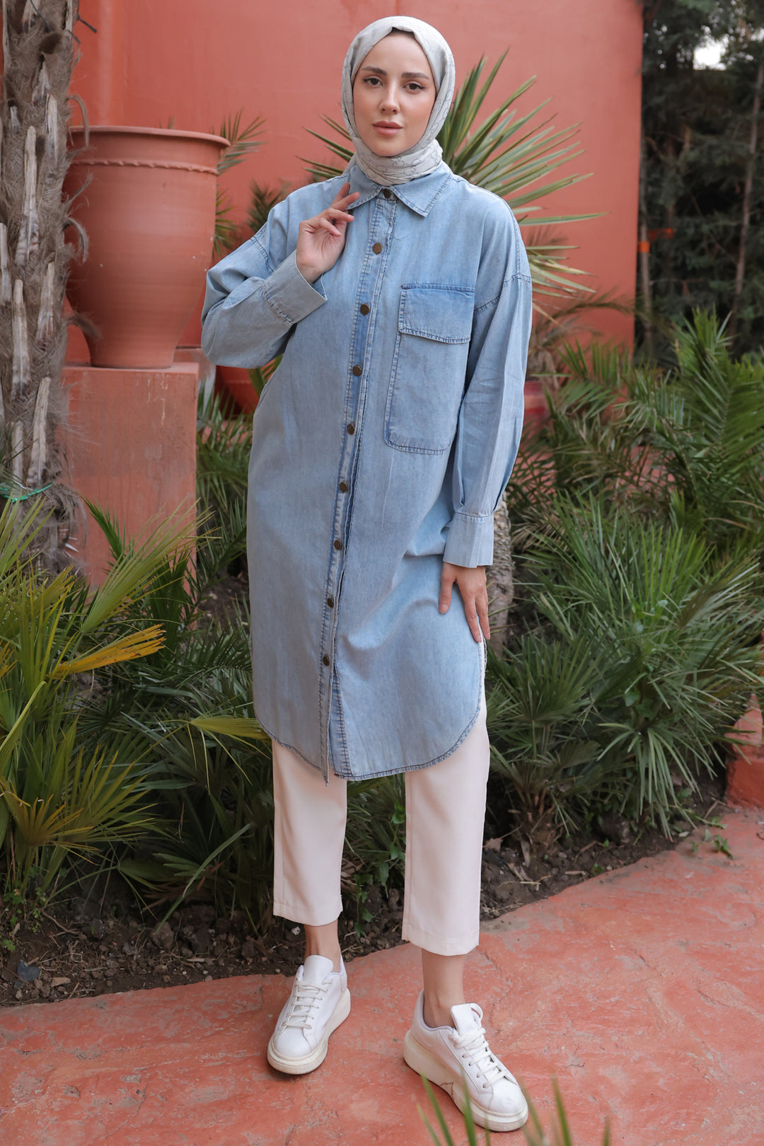 BNG Women Women's Buttoned Denim Tunic 61613 Blue - Clermont