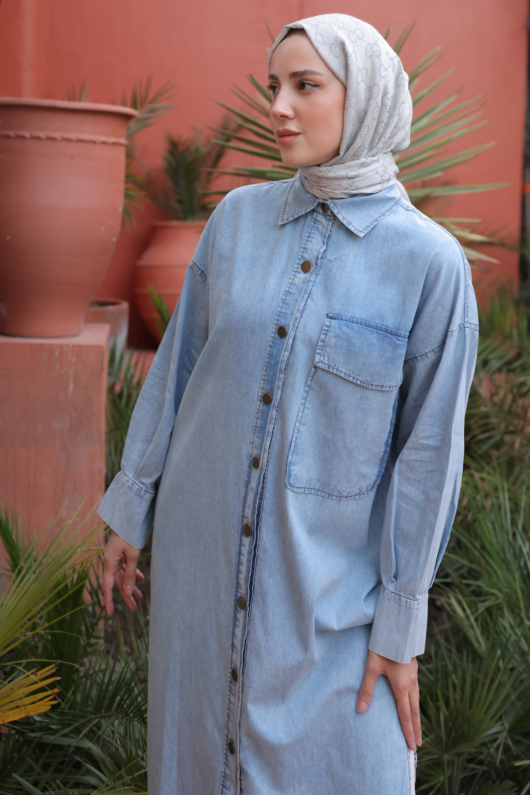 BNG Women Women's Buttoned Denim Tunic 61613 Blue - Clermont
