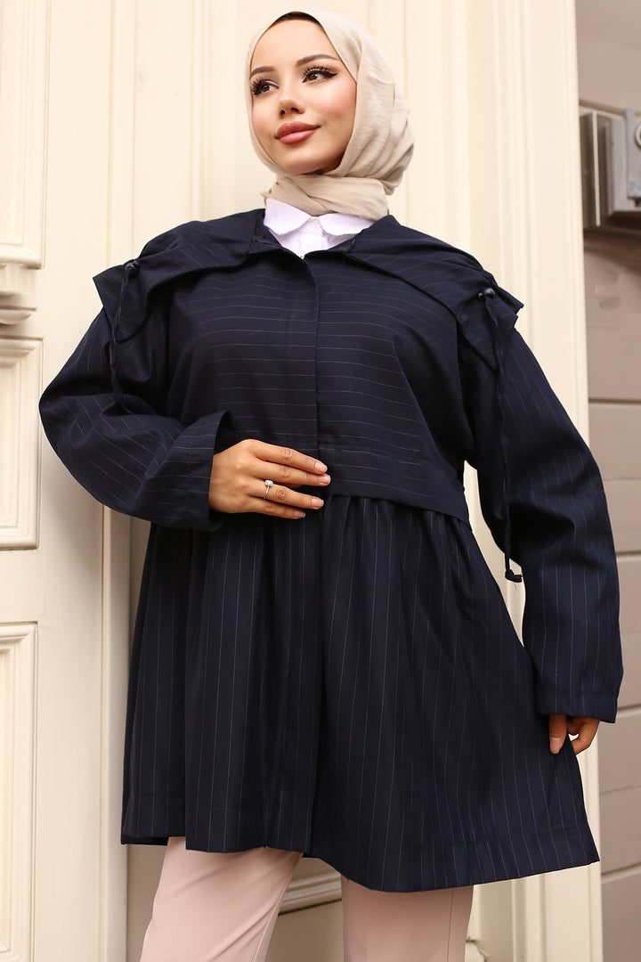 BNG Women Navy Blue Trench Coat - Eberswalde