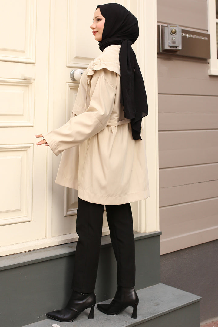 BNG Women Belted Trench Coat Stone Color - East Orange