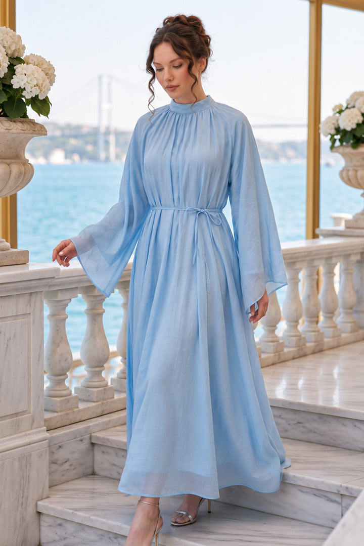 BNG Women Şifon Tesettür Elbise S0159 Mavi - Ciudad López Mateos