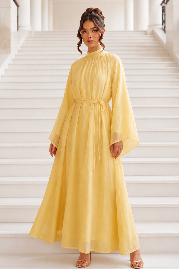 BNG Women Şifon Tesettür Elbise S0159 Sarı - Mooresville