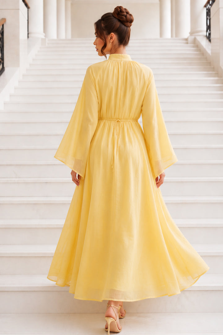BNG Women Şifon Tesettür Elbise S0159 Sarı - Mooresville