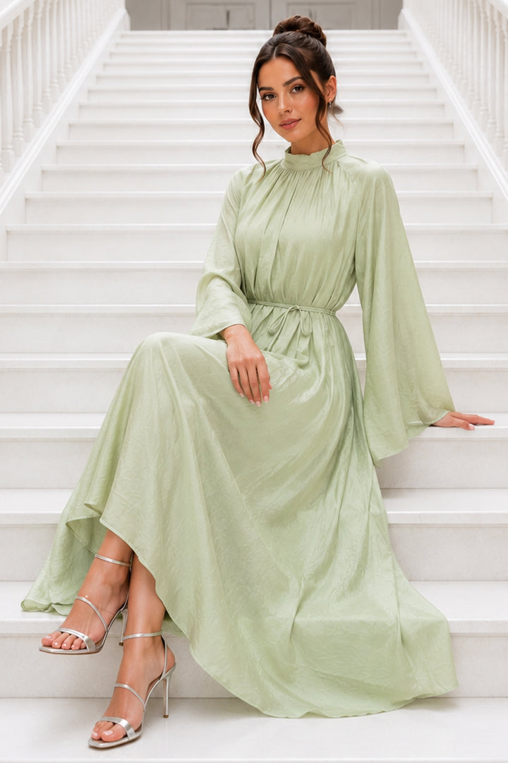 BNG Women Şifon Tesettür Elbise S0159 Yeşil - Madison