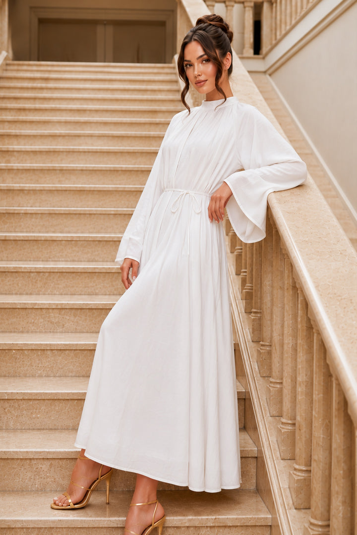 BNG Women Şifon Tesettür Elbise S0159 Beyaz - Collegno
