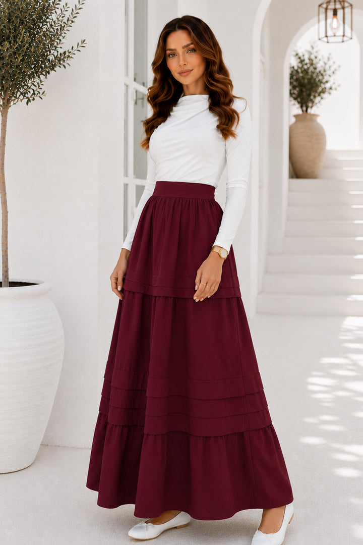 BNG Women Kat Kat Kloş Etek S2306 Bordo - Liège