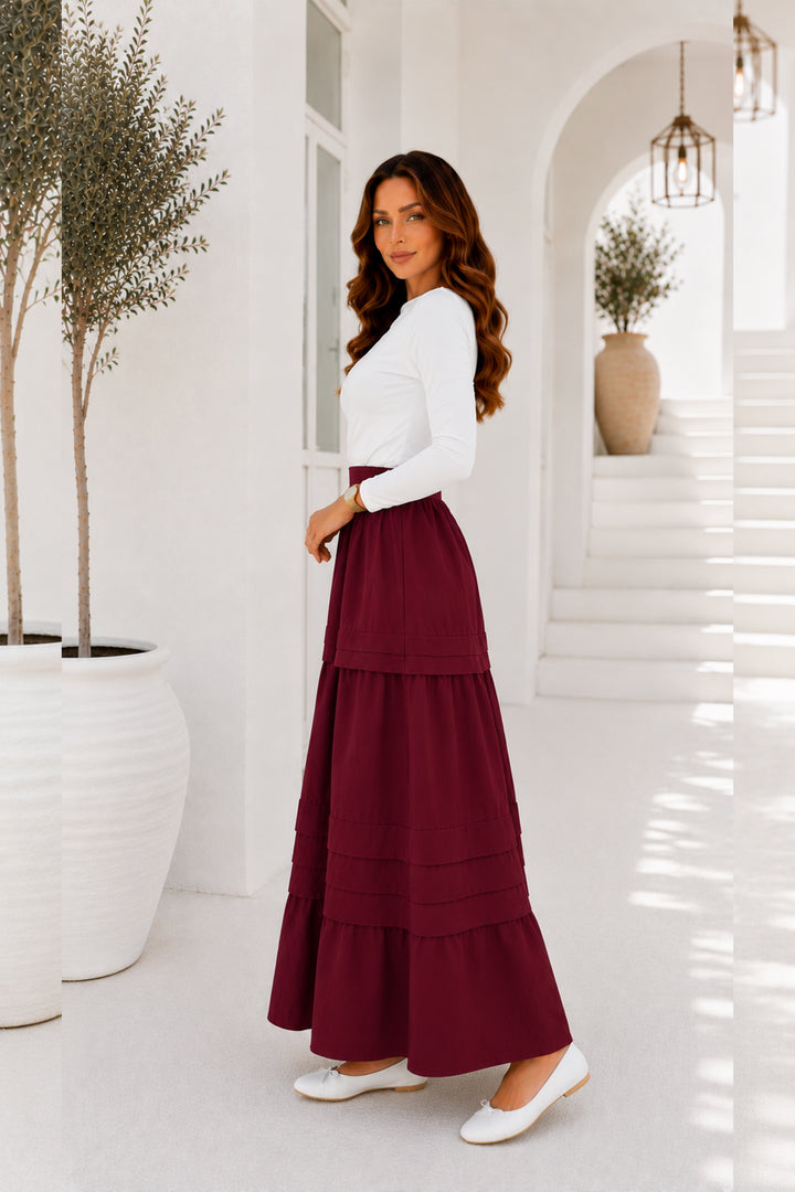 BNG Women Kat Kat Kloş Etek S2306 Bordo - Liège