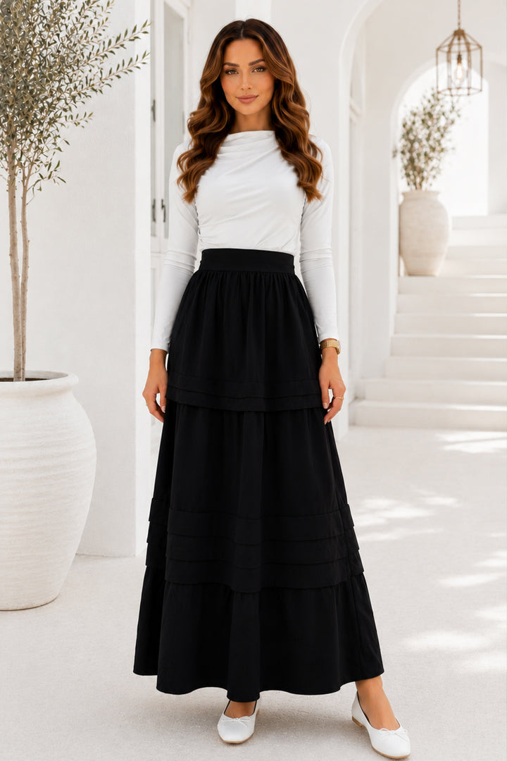 BNG Women Kat Kat Kloş Etek S2306 Siyah - Elgin