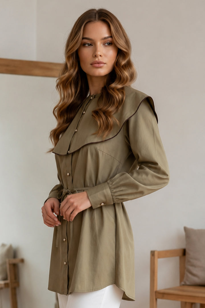 BNG Women Bebe Yaka Gömlek S0079 Haki - Grevenbroich