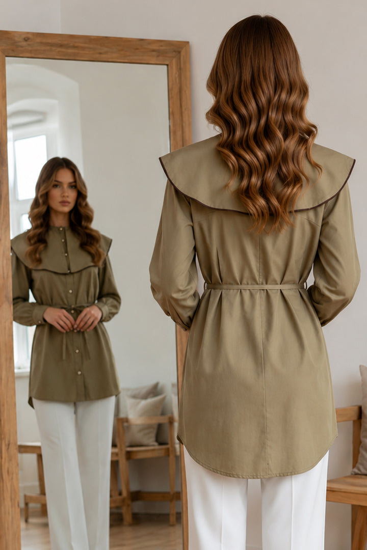 BNG Women Bebe Yaka Gömlek S0079 Haki - Grevenbroich