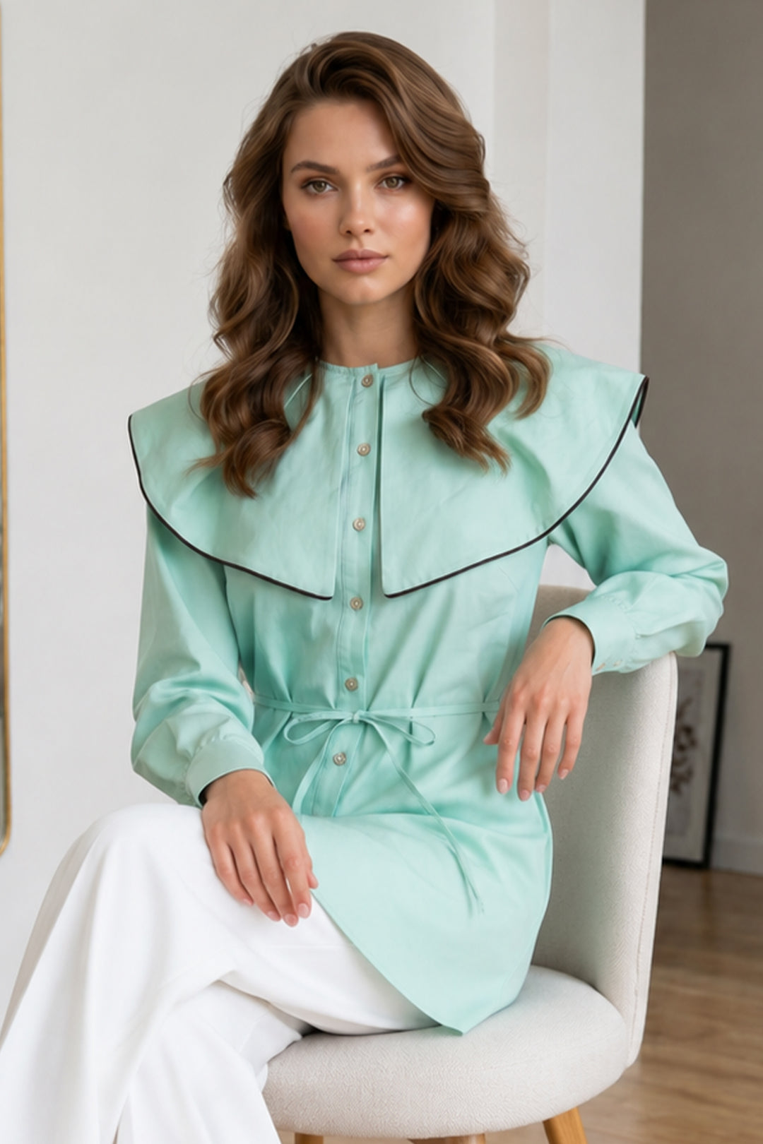 BNG Women Bebe Yaka Gömlek S0079 Mint Yeşili - Lowestoft