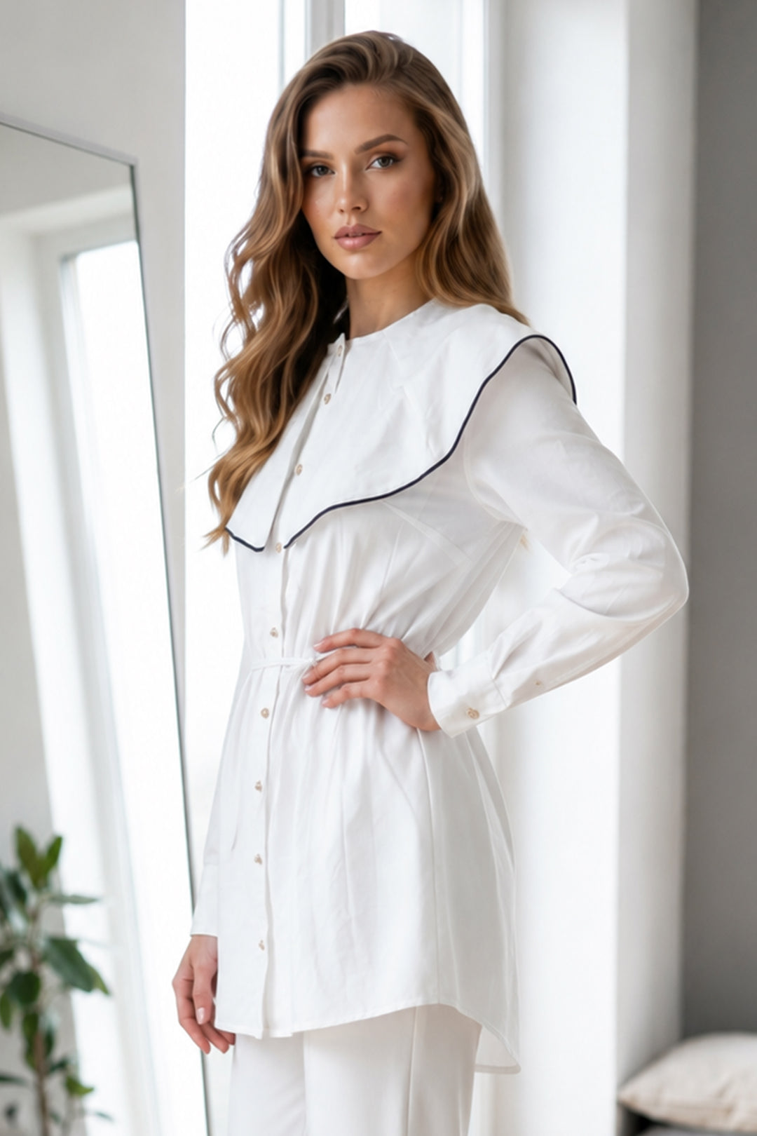 BNG Women Bebe Yaka Gömlek S0079 Beyaz - Brixton