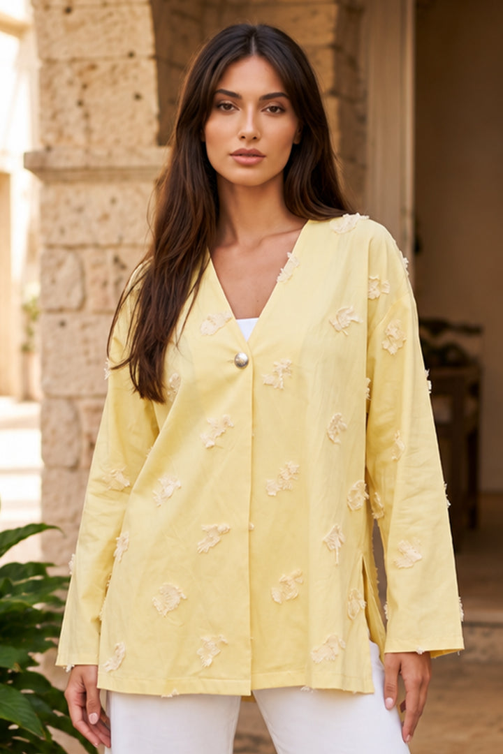 BNG Women Püskül Detaylı Kimono S2335 Sarı - Grosseto
