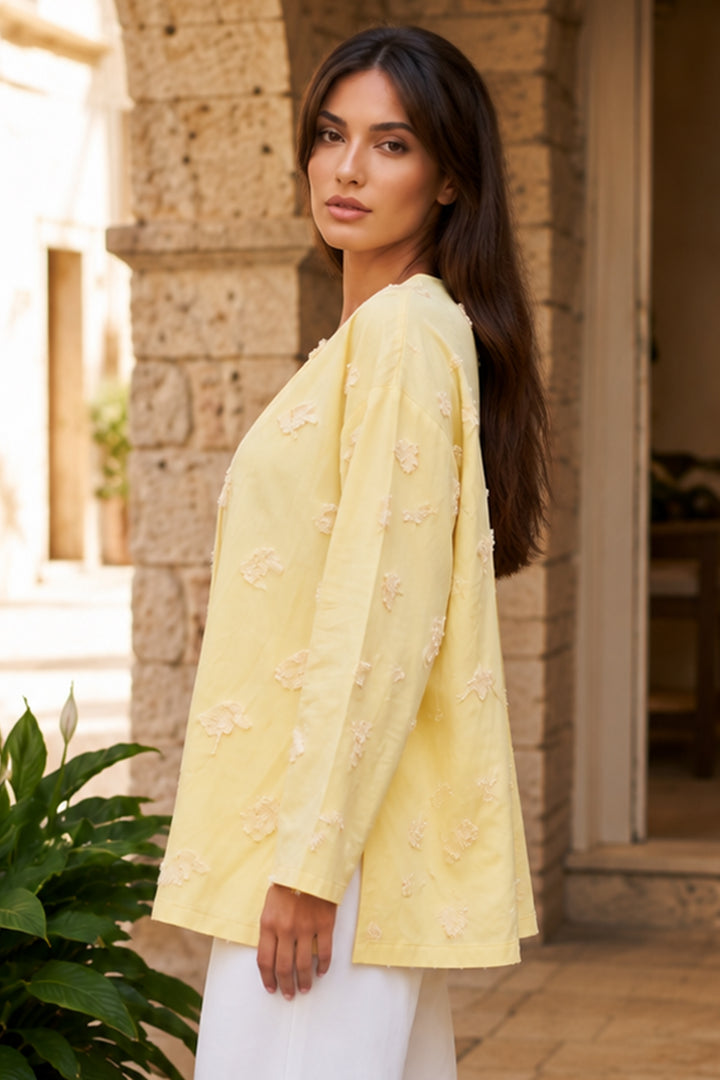 BNG Women Püskül Detaylı Kimono S2335 Sarı - Grosseto