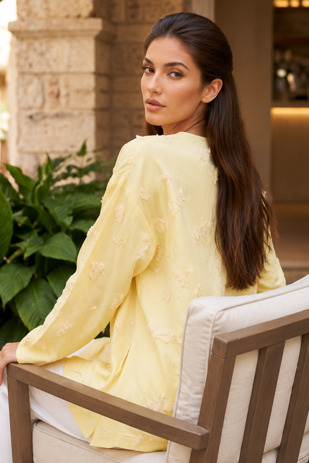 BNG Women Püskül Detaylı Kimono S2335 Sarı - Grosseto