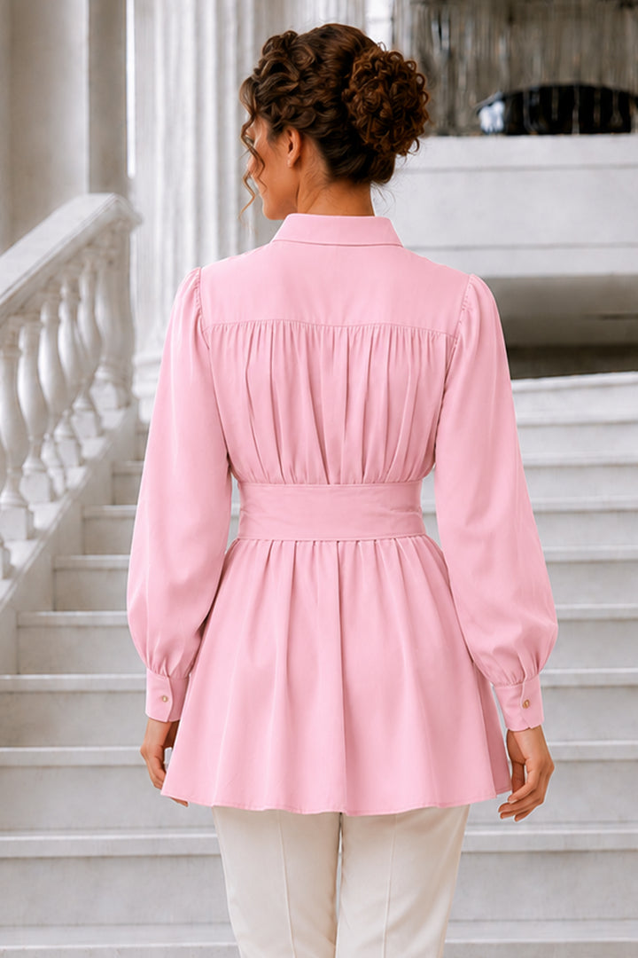 BNG Women Geniş Kemerli Gömlek S0134 Pembe - Springville