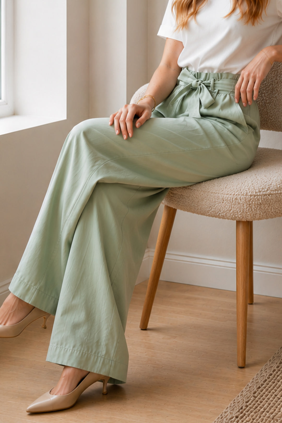 BNG Women Kemerli Beli Lastikli Pantolon S0068 Çağla - Évreux