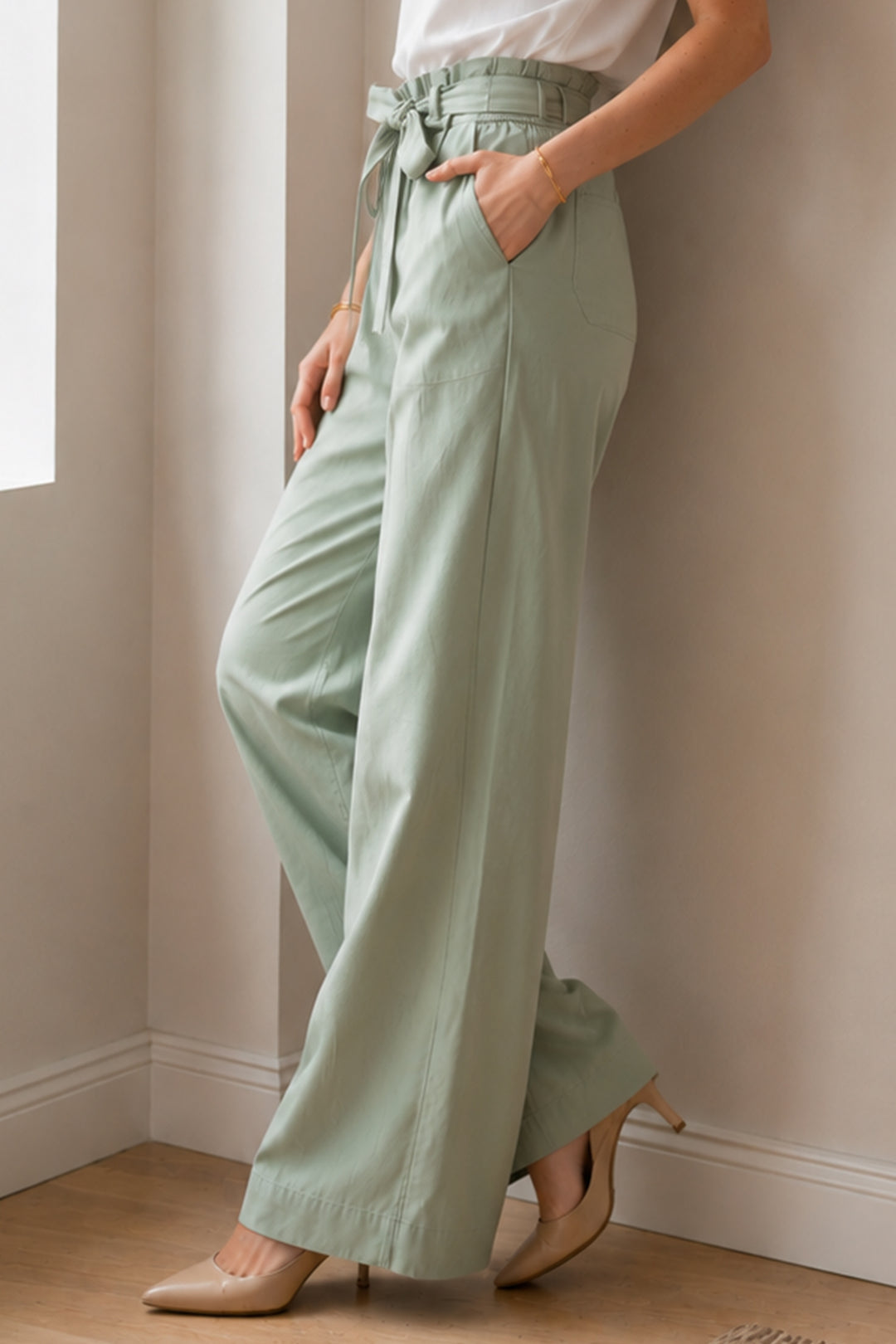 BNG Women Kemerli Beli Lastikli Pantolon S0068 Çağla - Évreux
