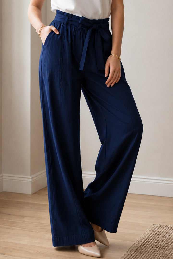 BNG Women Kemerli Beli Lastikli Pantolon S0068 Lacivert - Pflugerville