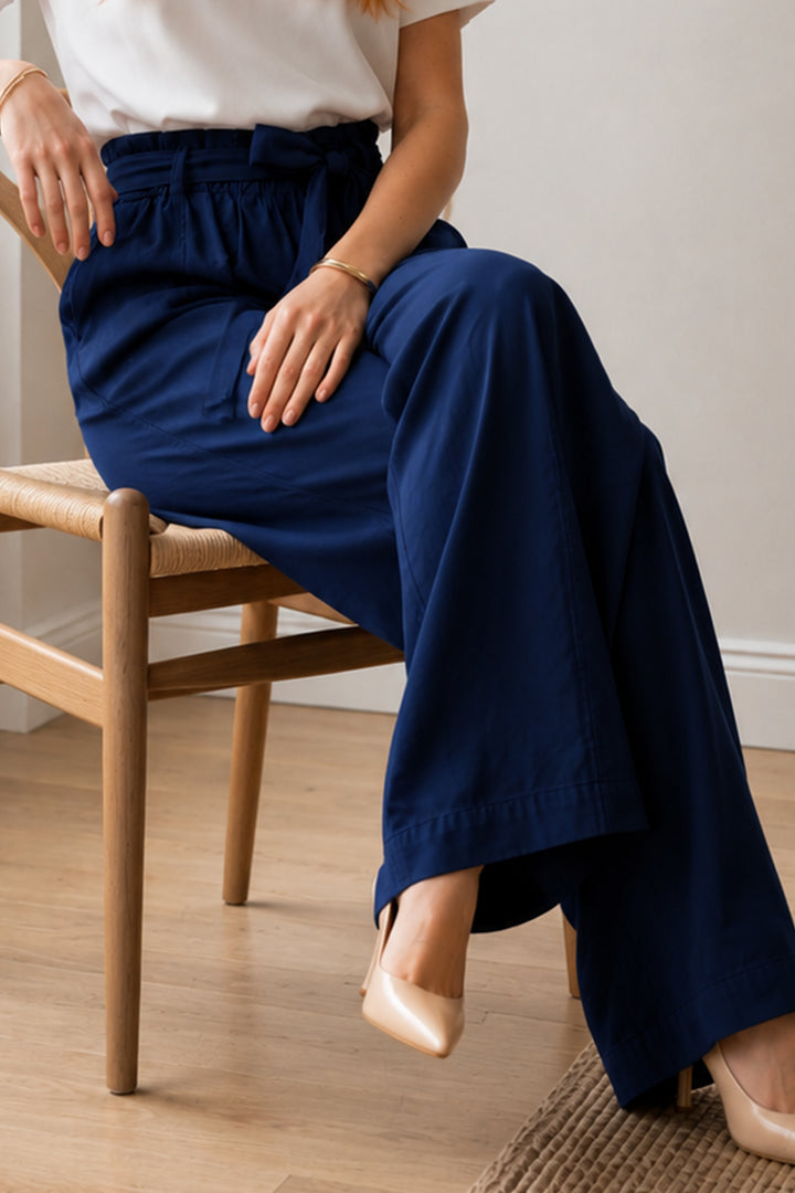BNG Women Kemerli Beli Lastikli Pantolon S0068 Lacivert - Pflugerville