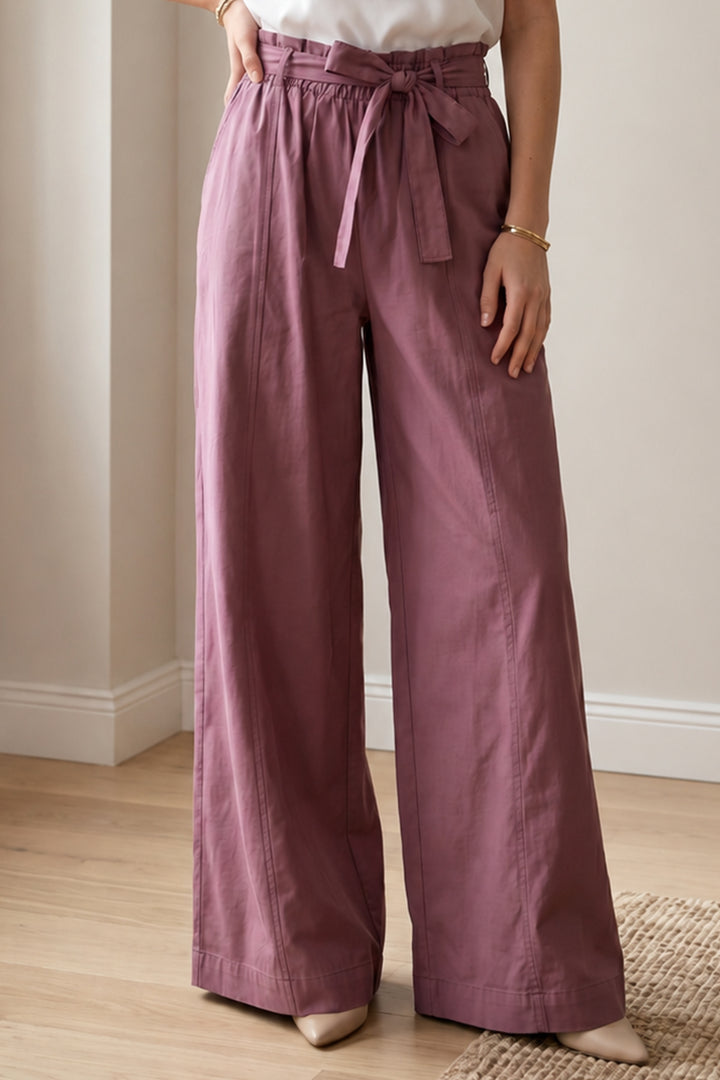 BNG Women Kemerli Beli Lastikli Pantolon S0068 Mürdüm - Hellevoetsluis