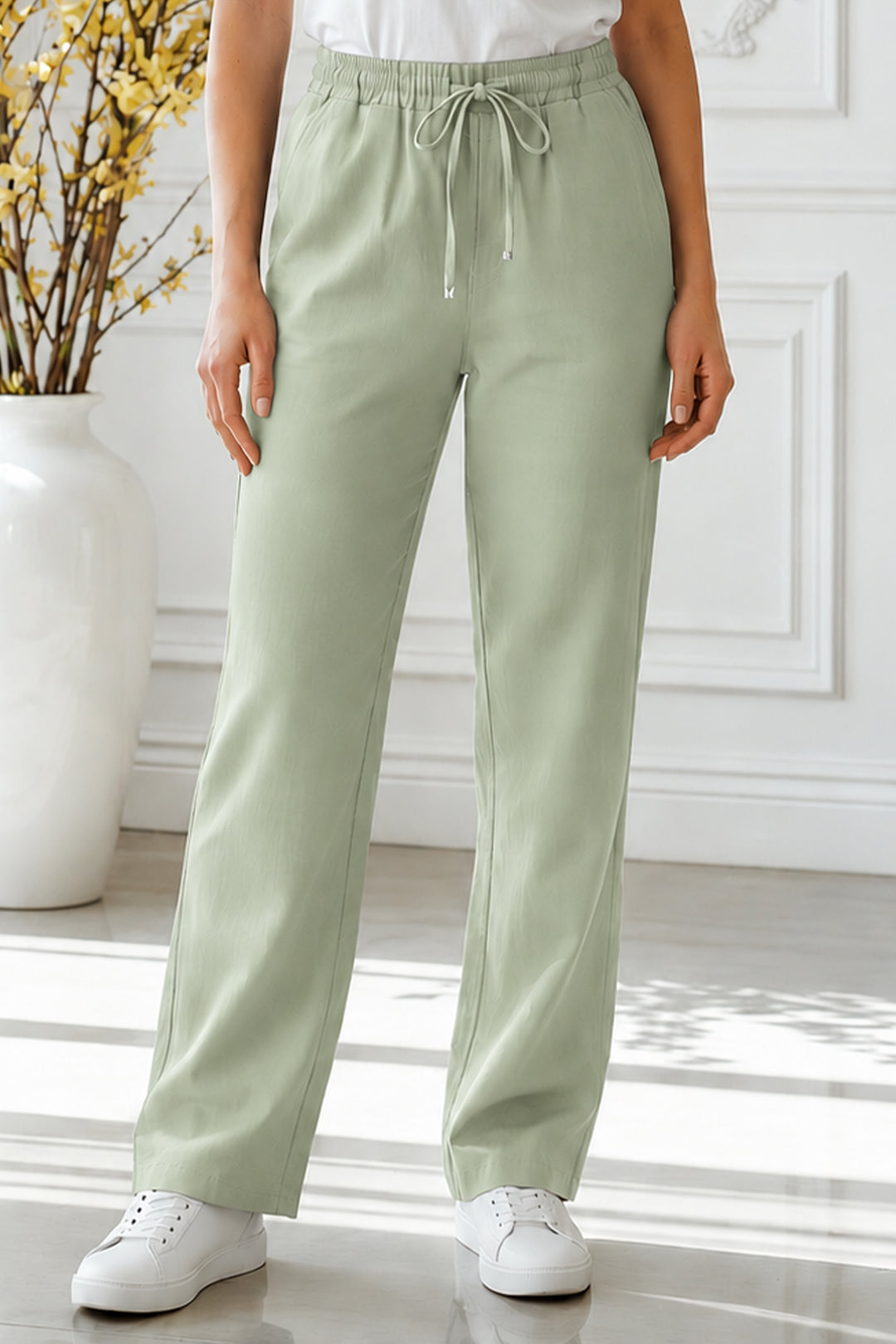 BNG Women Modal Beli Lastikli Pantolon S2382 Çağla - Doral