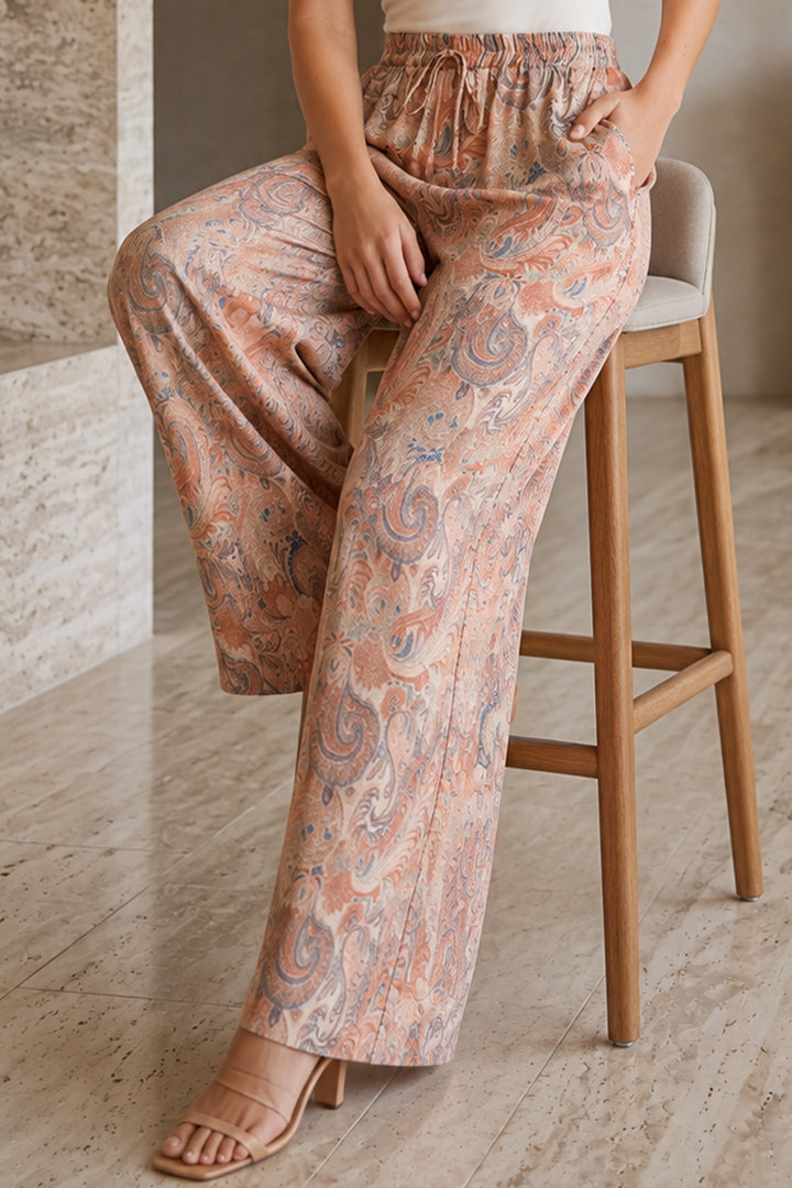 BNG Women Etnik Desen Salaş Pantolon S2395 Somon - Monroe
