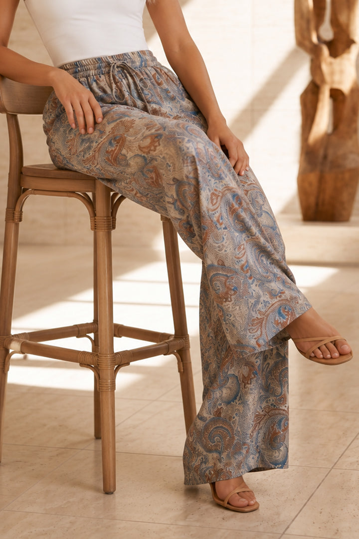 BNG Women Etnik Desen Salaş Pantolon S2395 Taş Rengi - Winston-Salem