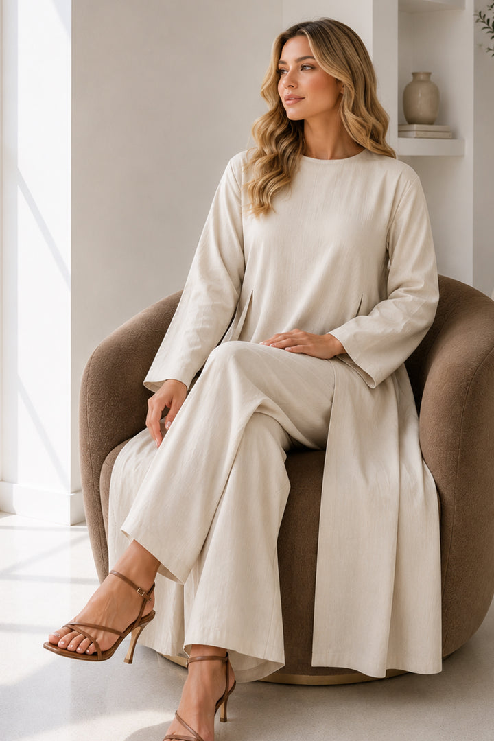 BNG Women Keten İkili Takım S0155 Krem - Turda
