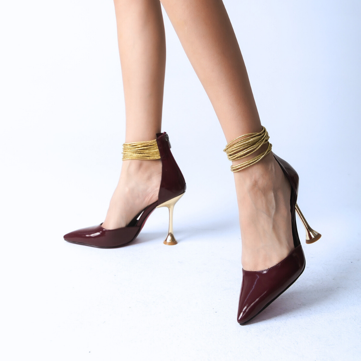 DSM Krone Bordeaux Patent Leather High Heel Women's Shoes - Thousand Oaks