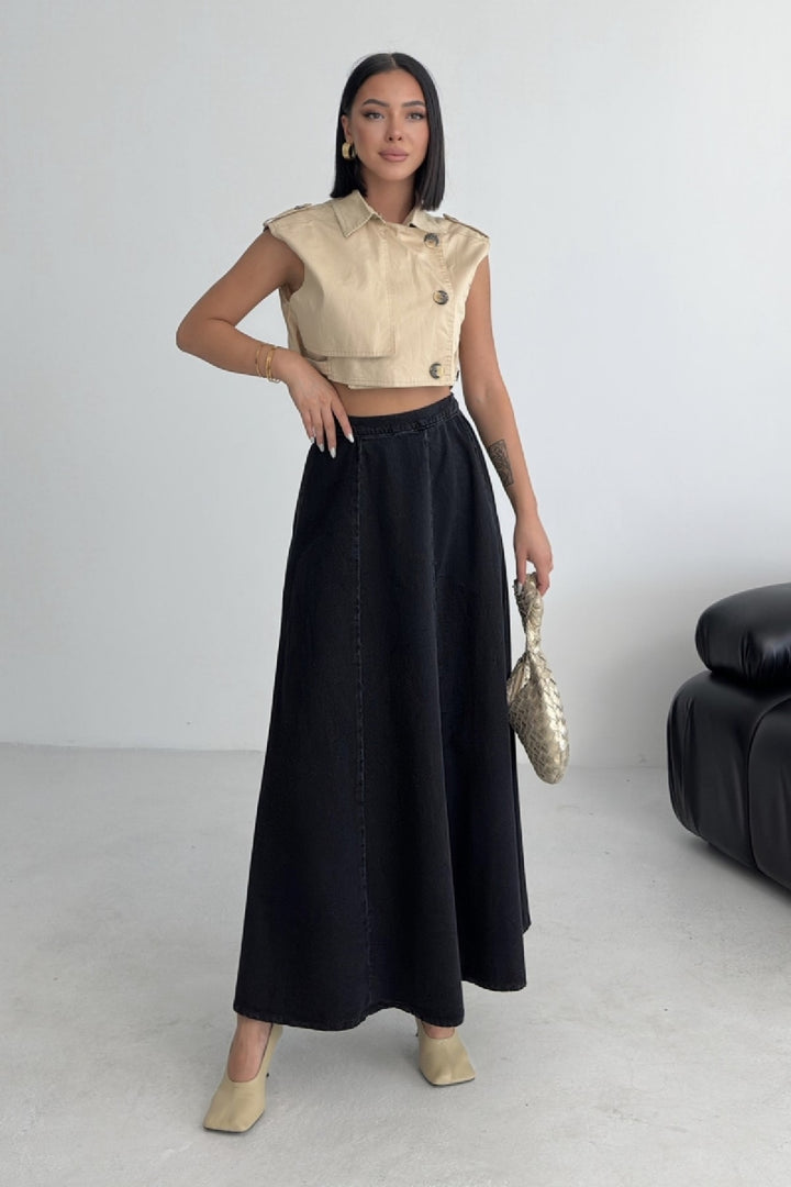 XLJ Ruffled Long Skirt with Elasticated Waist Mixed - Mahilyow