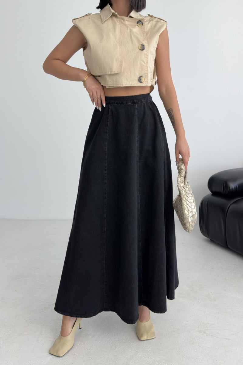 XLJ Ruffled Long Skirt with Elasticated Waist Mixed - Mahilyow