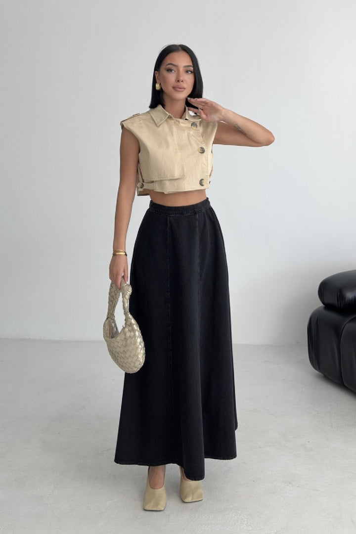 XLJ Ruffled Long Skirt with Elasticated Waist Mixed - Mahilyow