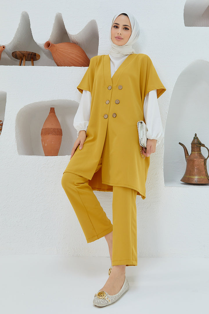 ZRF Women Button Detailed Three Piece Set - Yellow - Créteil