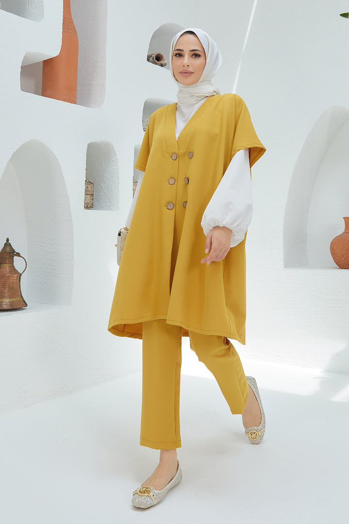 ZRF Women Button Detailed Three Piece Set - Yellow - Créteil