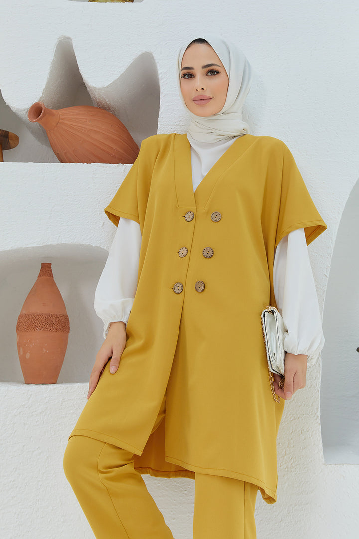ZRF Women Button Detailed Three Piece Set - Yellow - Créteil