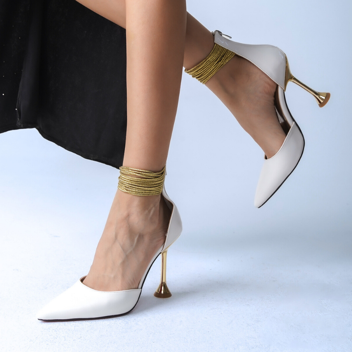 DSM Krone White Patent Leather High Heel Women's Shoe - San Francisco