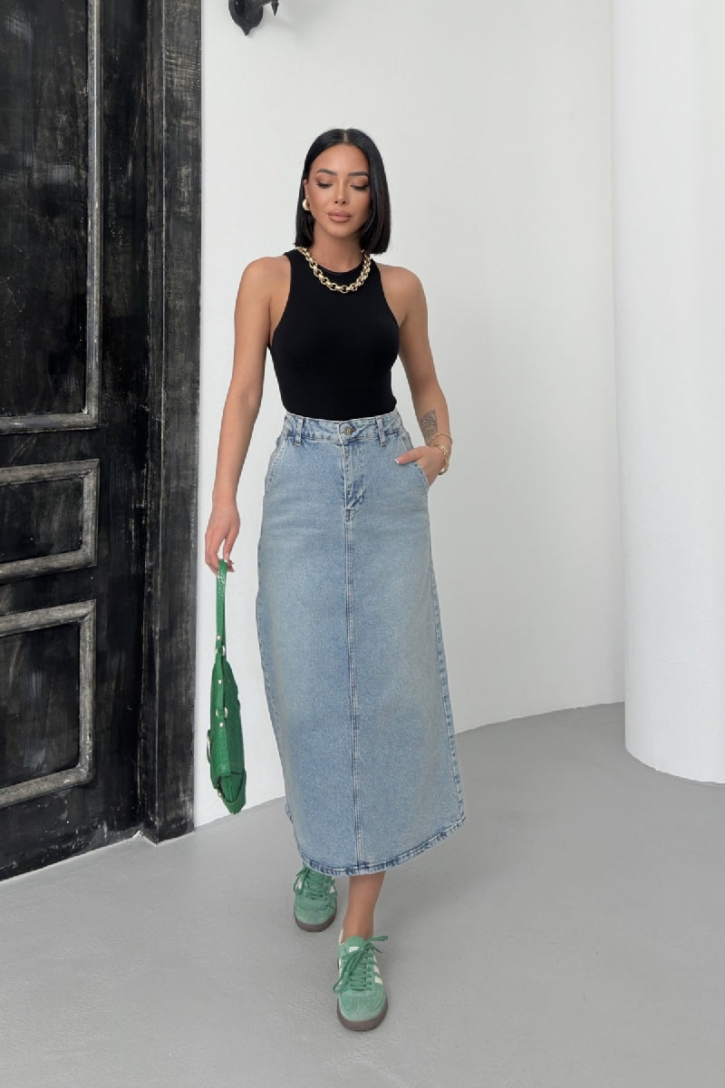 XLJ Classic Denim Skirt Mixed - Brentwood