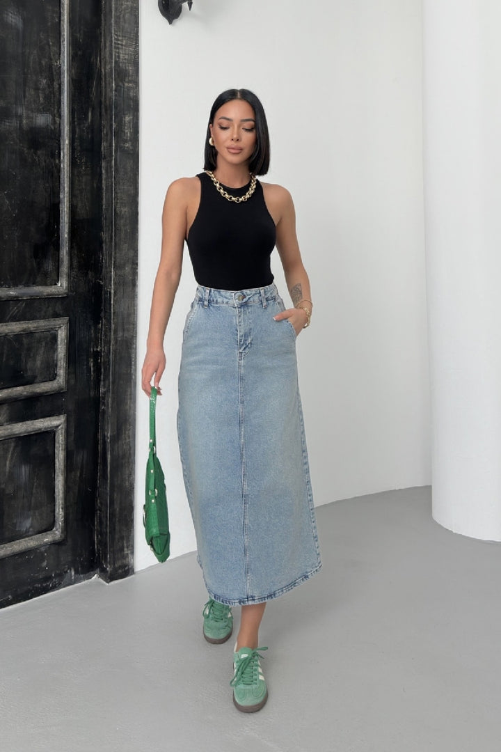 XLJ Classic Denim Skirt Mixed - Brentwood