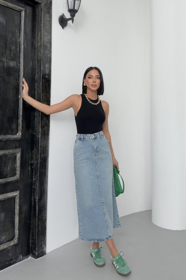 XLJ Classic Denim Skirt Mixed - Brentwood