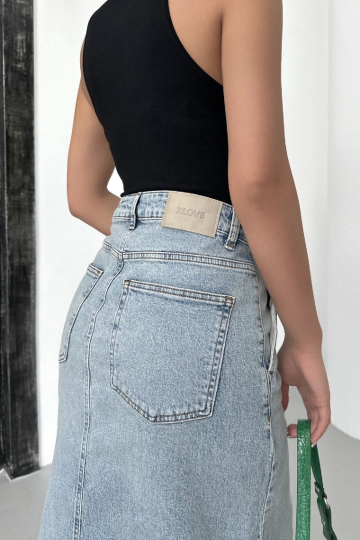 XLJ Classic Denim Skirt Mixed - Brentwood
