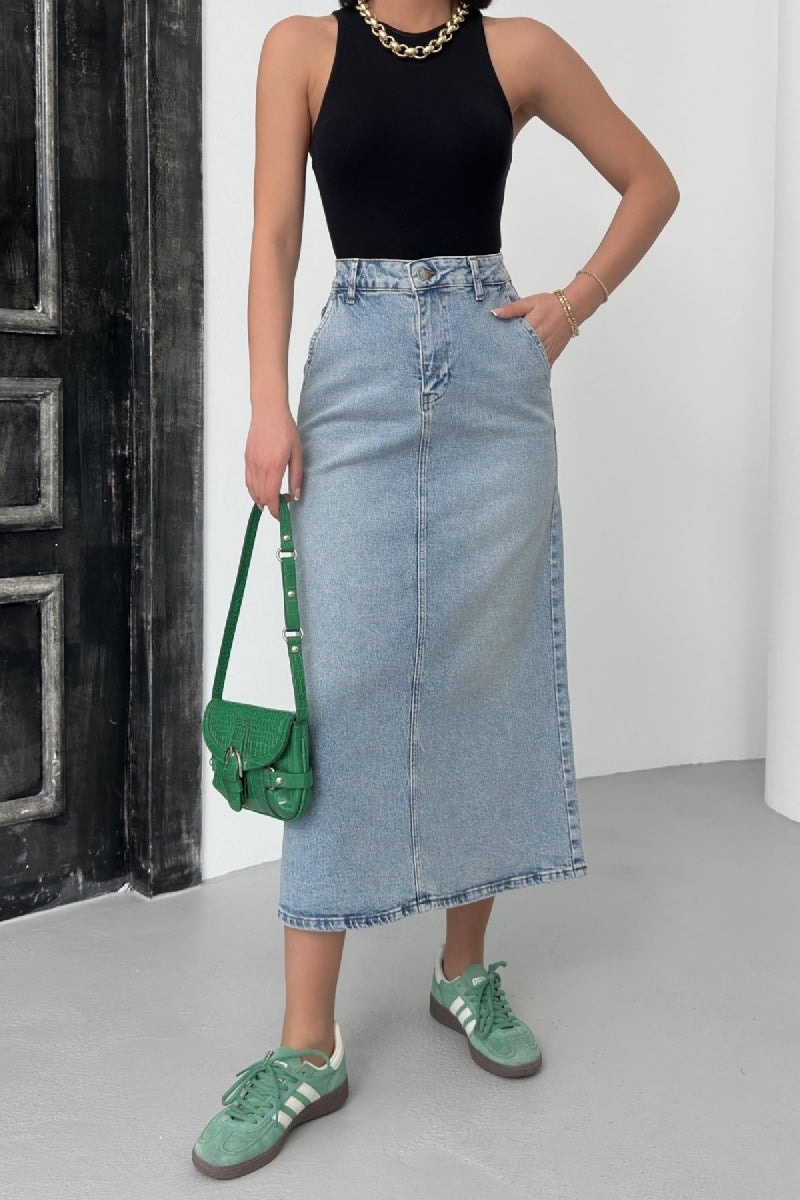 XLJ Classic Denim Skirt Mixed - Brentwood