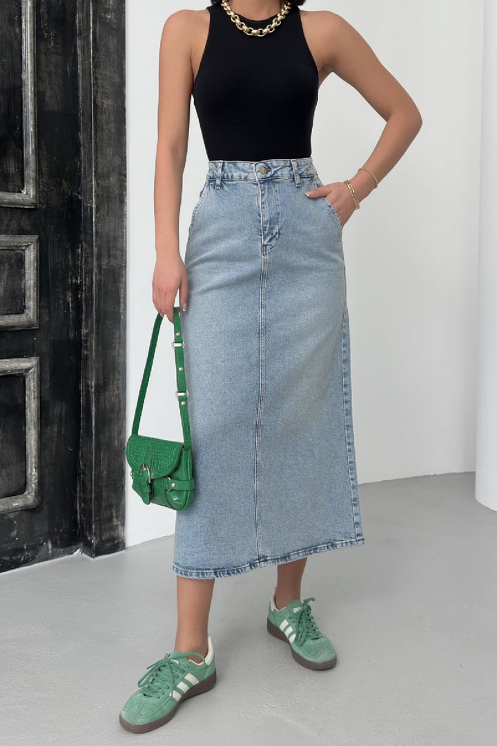 XLJ Classic Denim Skirt Mixed - Brentwood