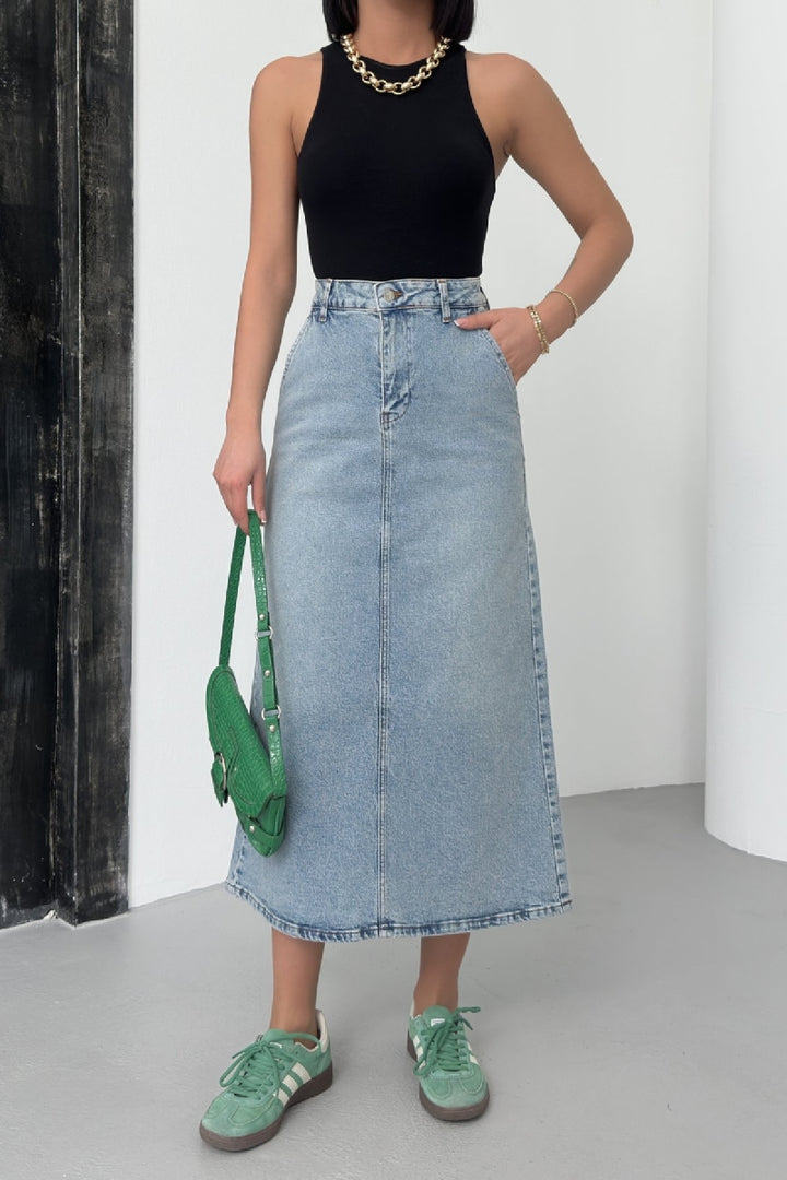 XLJ Classic Denim Skirt Mixed - Brentwood