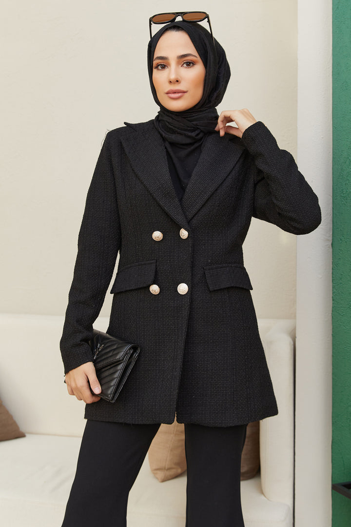 ZRF Women Nora Tweed Jacket - Black - Terni