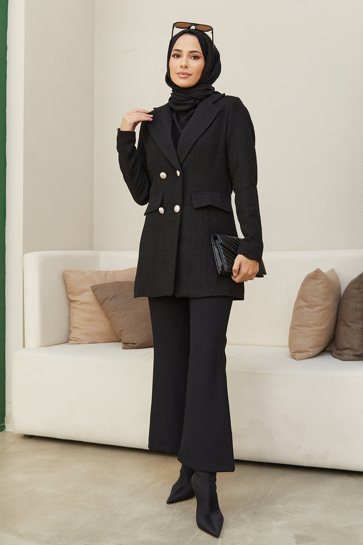 ZRF Women Nora Tweed Jacket - Black - Terni