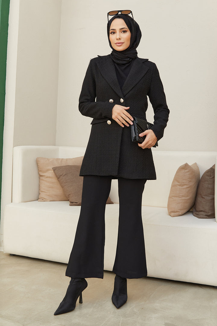 ZRF Women Nora Tweed Jacket - Black - Terni