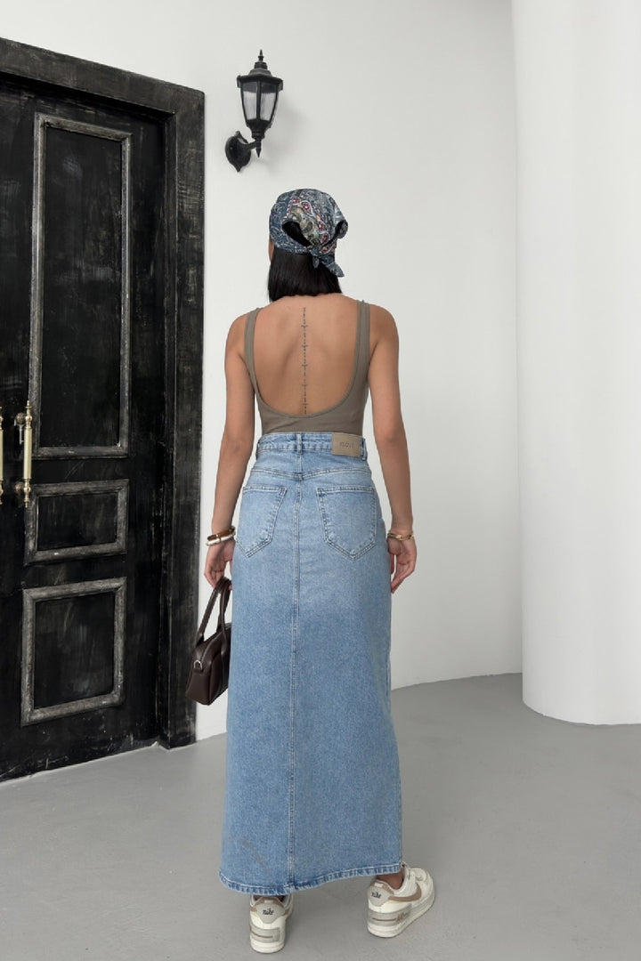 XLJ Leopard Pattern Detailed Denim Skirt Mixed - Cathedral City
