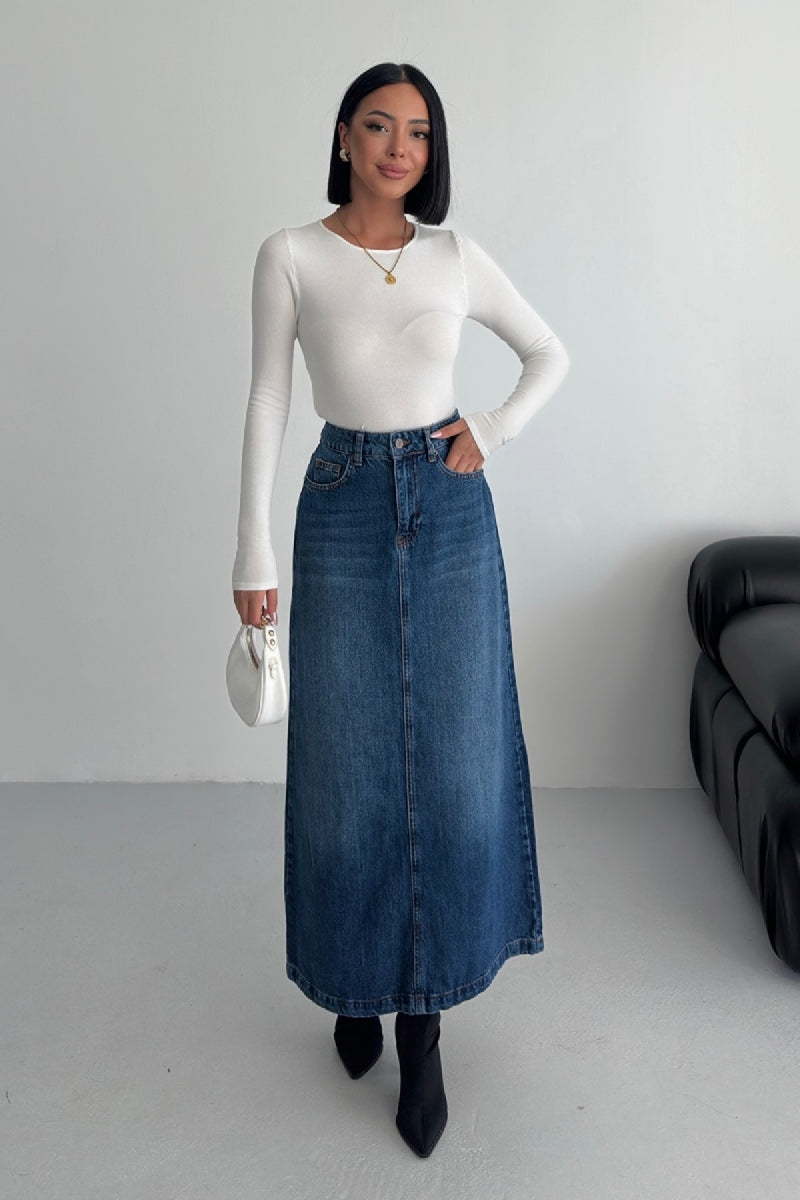 XLJ Long Denim Skirt - Pompano Beach